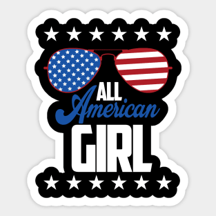 All American Girl Sunglasses American Flag 4th Of July Sticker